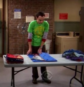 Sheldon folding laundry