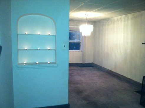 See that carpet? Wall to wall? AND up over the baseboard?