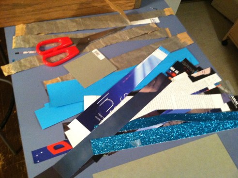 Or, used mixed media: scrapbook paper, magazine pages and cardstock.