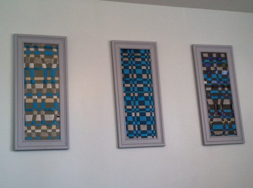 Or, hang them in a group for added impact. I did a variety of straight lines and wavy lines.