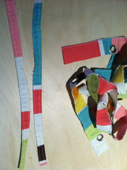 Use scraps for ties (and if you select your scraps wisely, you don't even have to sew them)