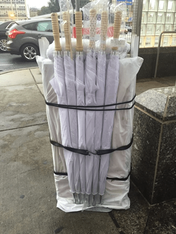 Regulation white umbrellas